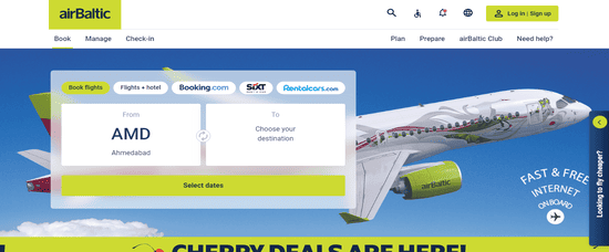 airBaltic Website