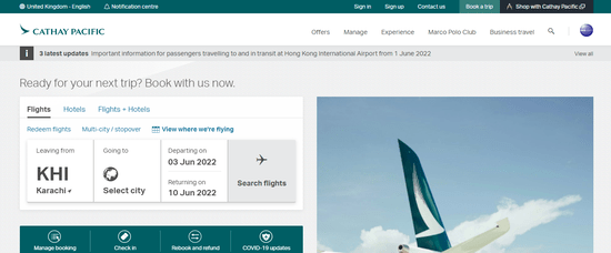 Official Website of Cathay Pacific