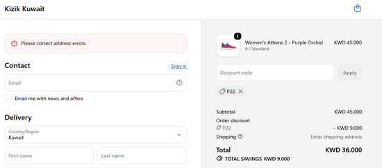 Kizik discount applied