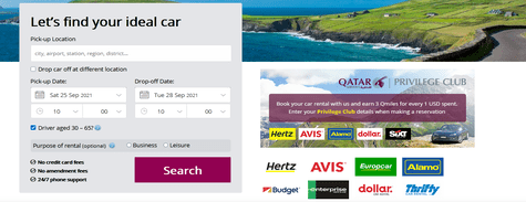 Rent a Car with Qatar Airways