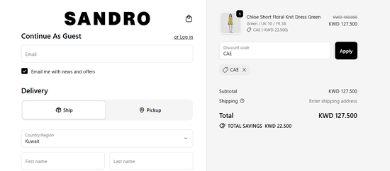 Sandro discount applied