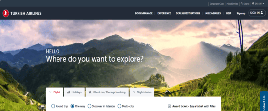 Turkish Airlines Website