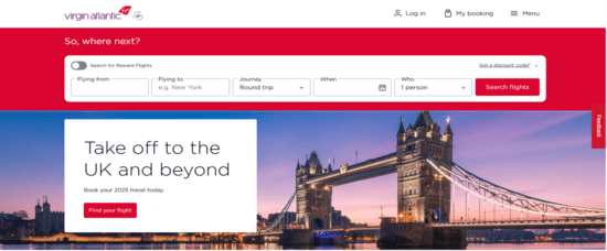 Virgin Atlantic Website