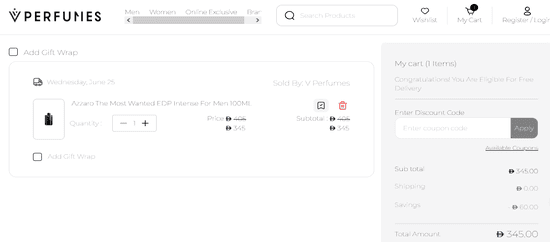 V Perfumes discount applied